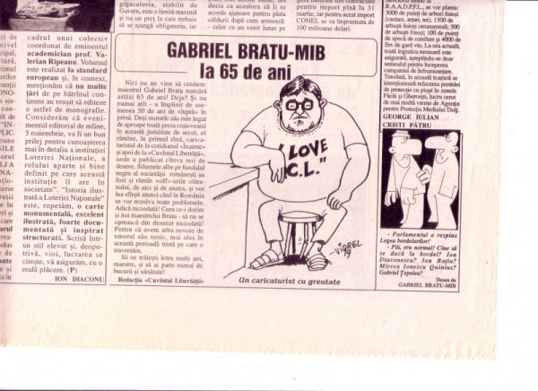 Gabriel Bratu caricaturiceşte de 70 de ani!